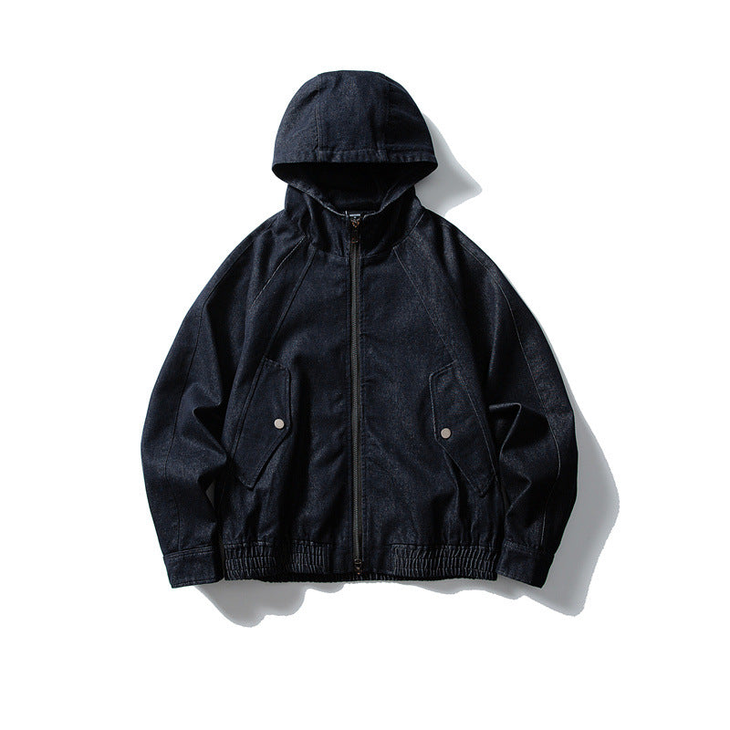 Unisex Washed Hooded Denim Jacket - Casual Style