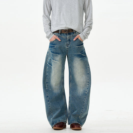 Lightning Crack Silhouette Curved Knife Jeans