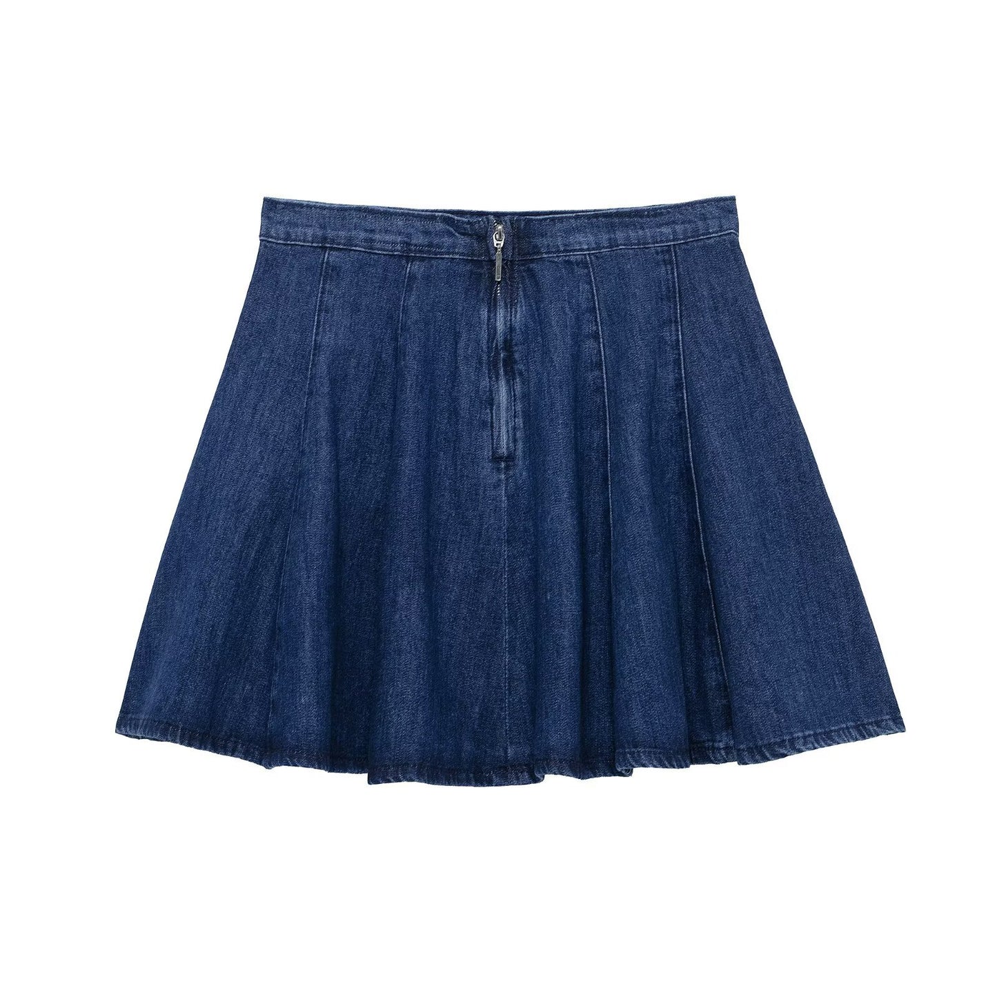 Vintage Zipper Denim Mini Puffy Skirt for Women