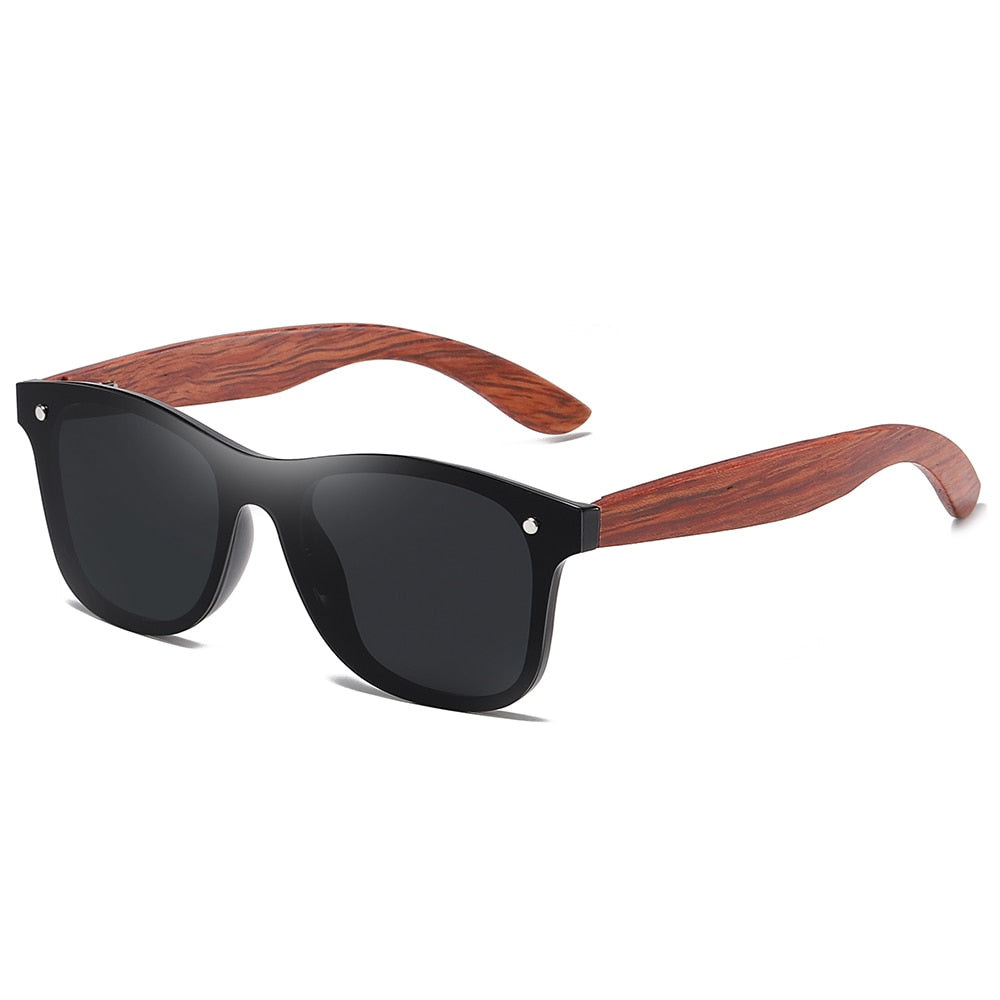Wooden Vintage Men Sunglasses Polarized Rimless Square Frame