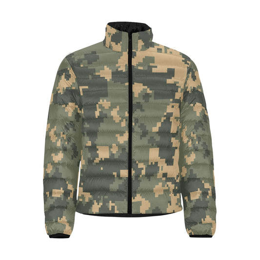 Green Digital Camo Puff Jacket For Men