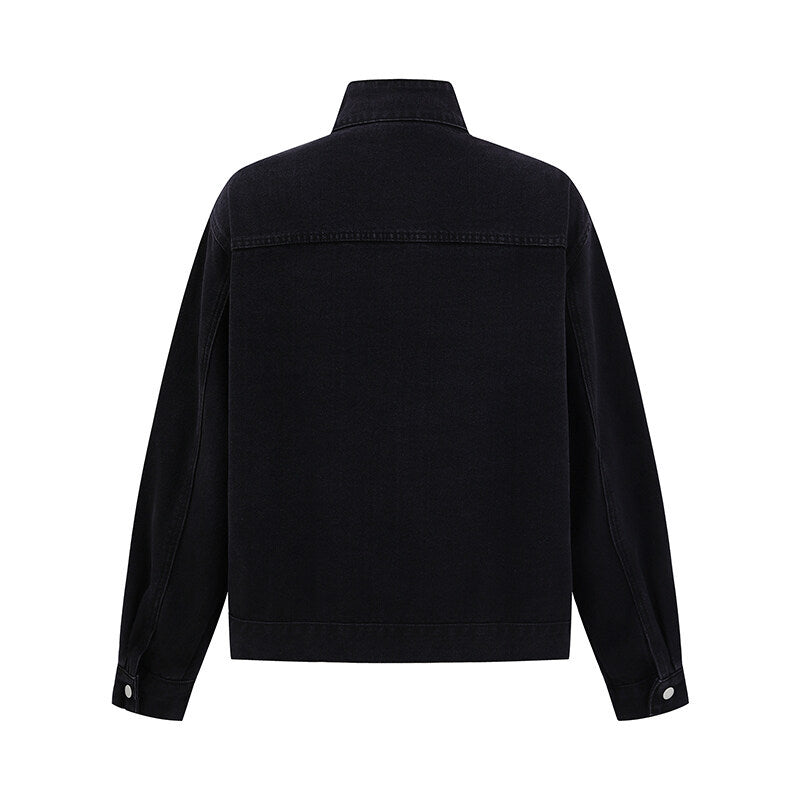 Vintage Washed Sectional Design Denim Jacket for Men