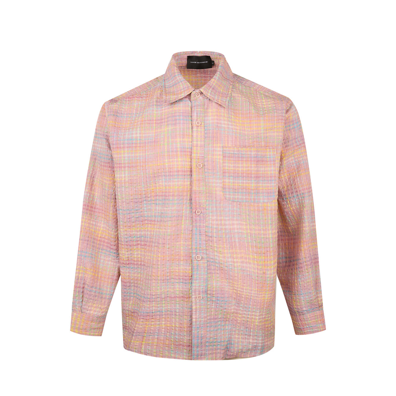 Woven Plaid Cross Yoke Loose Silhouette Short Sleeve Shirt