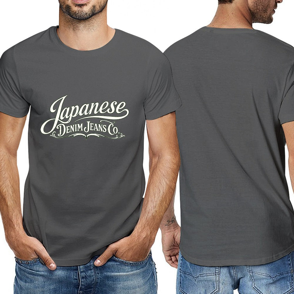 Japanese Denim Jeans Co. Men's Short Sleeve Cotton T-Shirt - Dark Gray