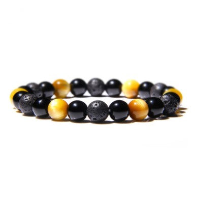 Tiger Eye Obsidian Hematite Gemstone Bead Bracelet