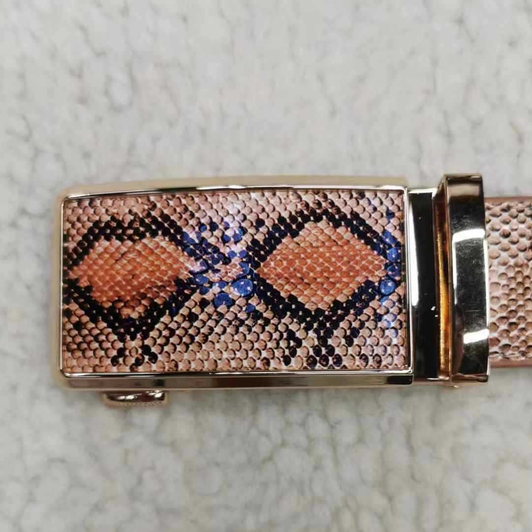 Leather Automatic Buckle Snakeskin Belt