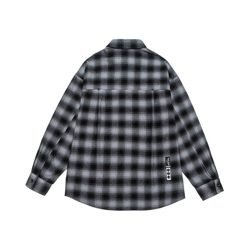 Vintage Style Gradient Plaid Loose Casual Shirt for Men