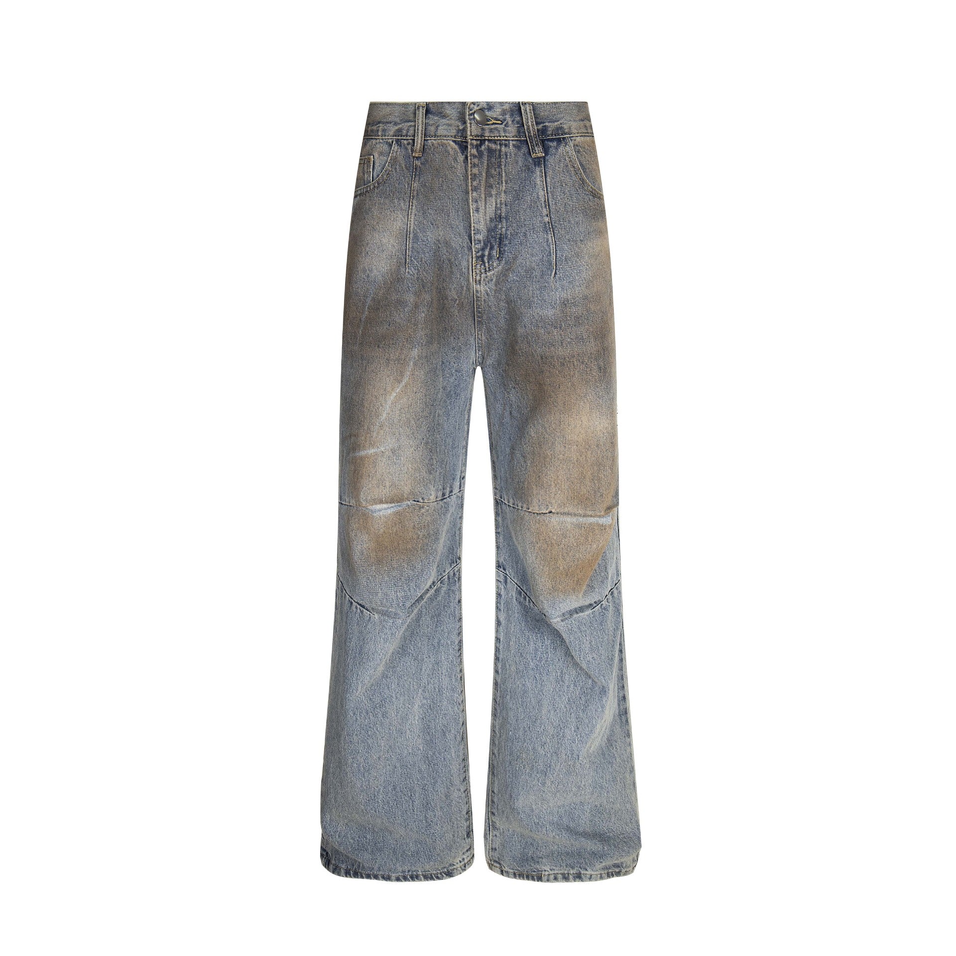 Retro Distressed Denim Pants - Loose Wide-Leg Trousers