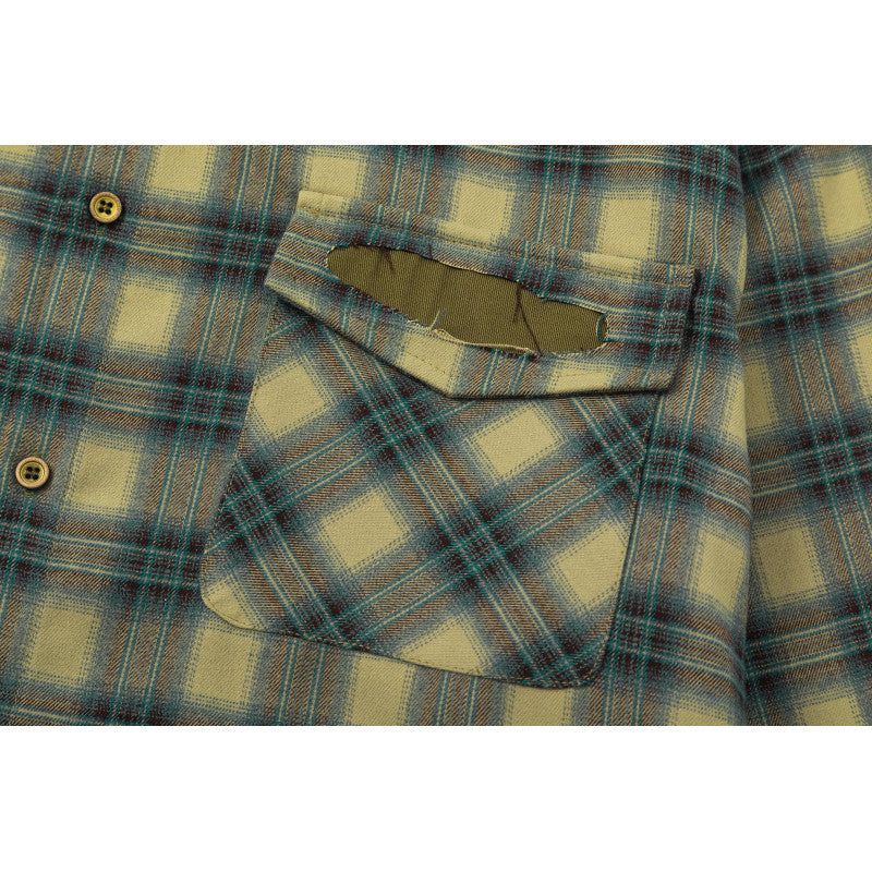 Splicing Plaid Long Sleeved Loose Shirt for Men and Women