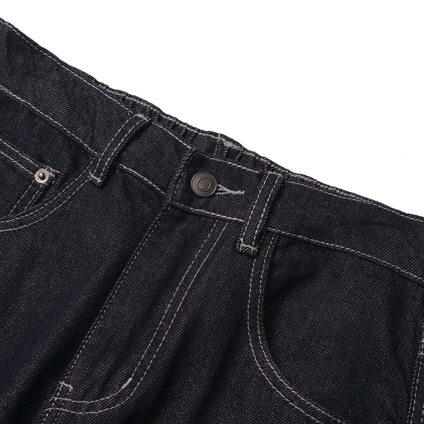 Washed Loose Wide-Leg Relaxed Slash Denim Pants