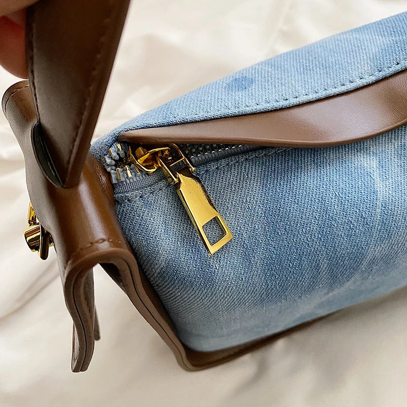 Women's Leather Handbag - Large Capacity Denim Shoulder Bags