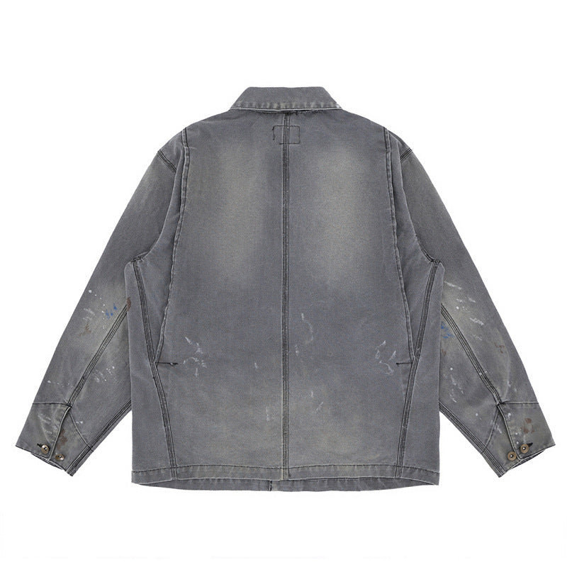 Washed Multi-Pocket Casual Denim Jacket for Men and Women