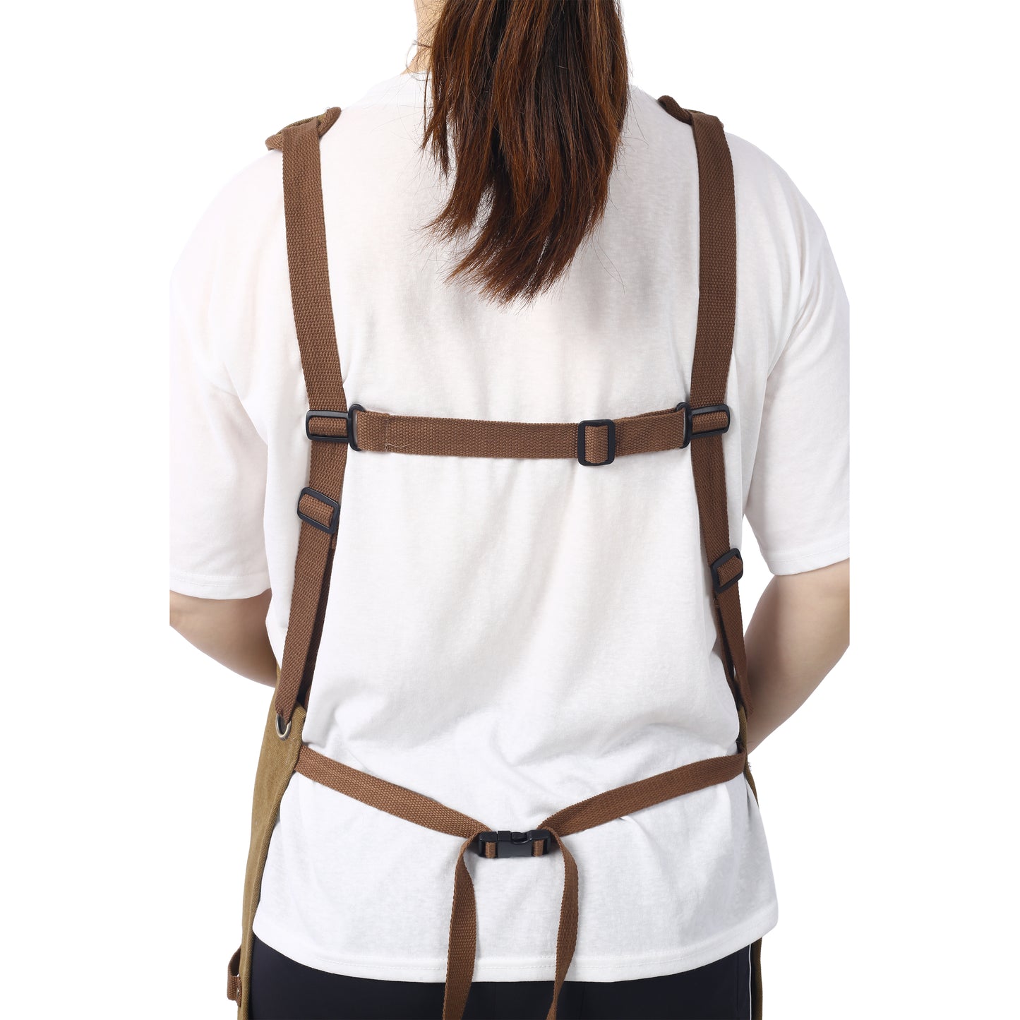Long Heavy Duty Canvas Tool Apron, Fully Adjustable Carpenter Apron