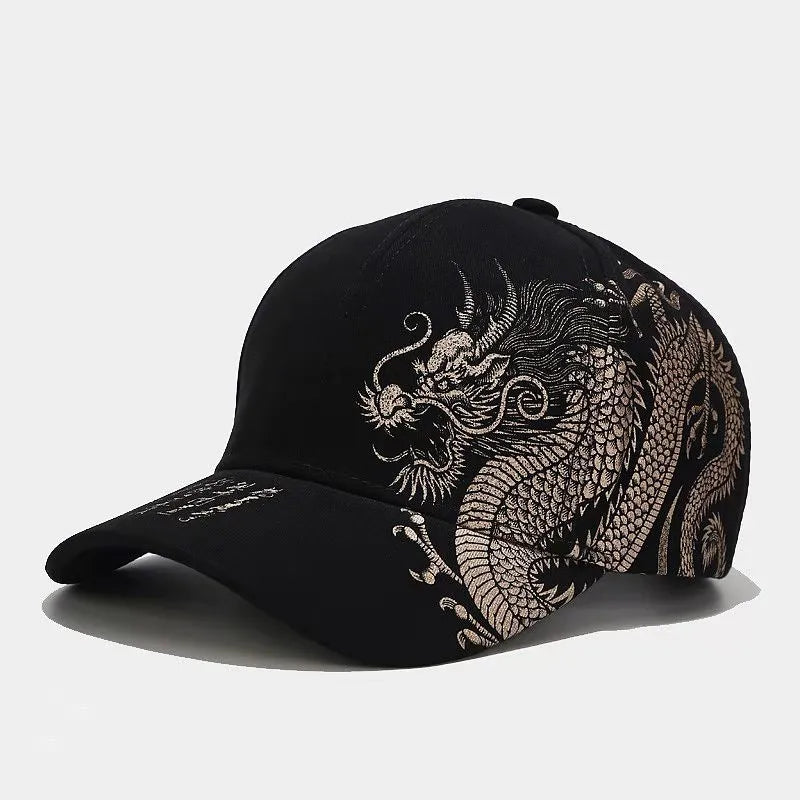 Chinese Dragon Print Duck Brim Cap