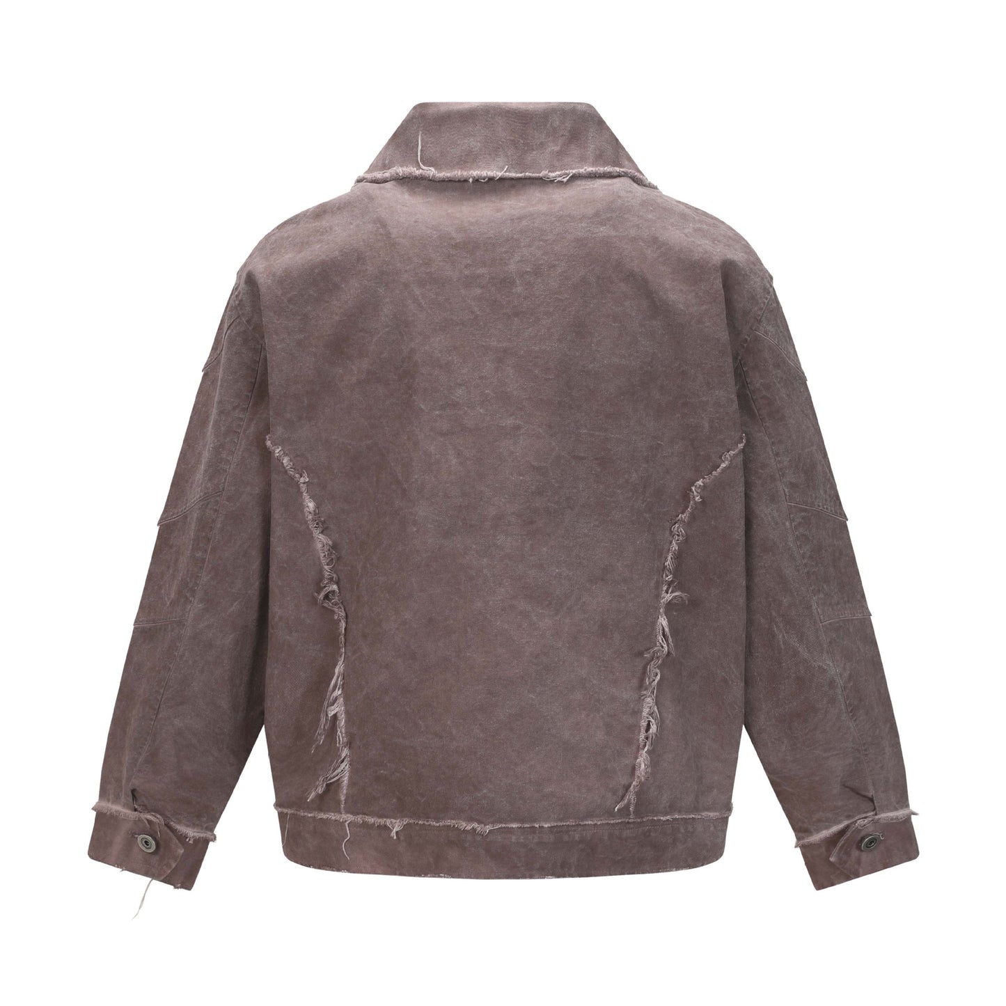 Washed Distressed Patchwork Whisker Collar Denim Jacket - Unisex Casual Outerwear