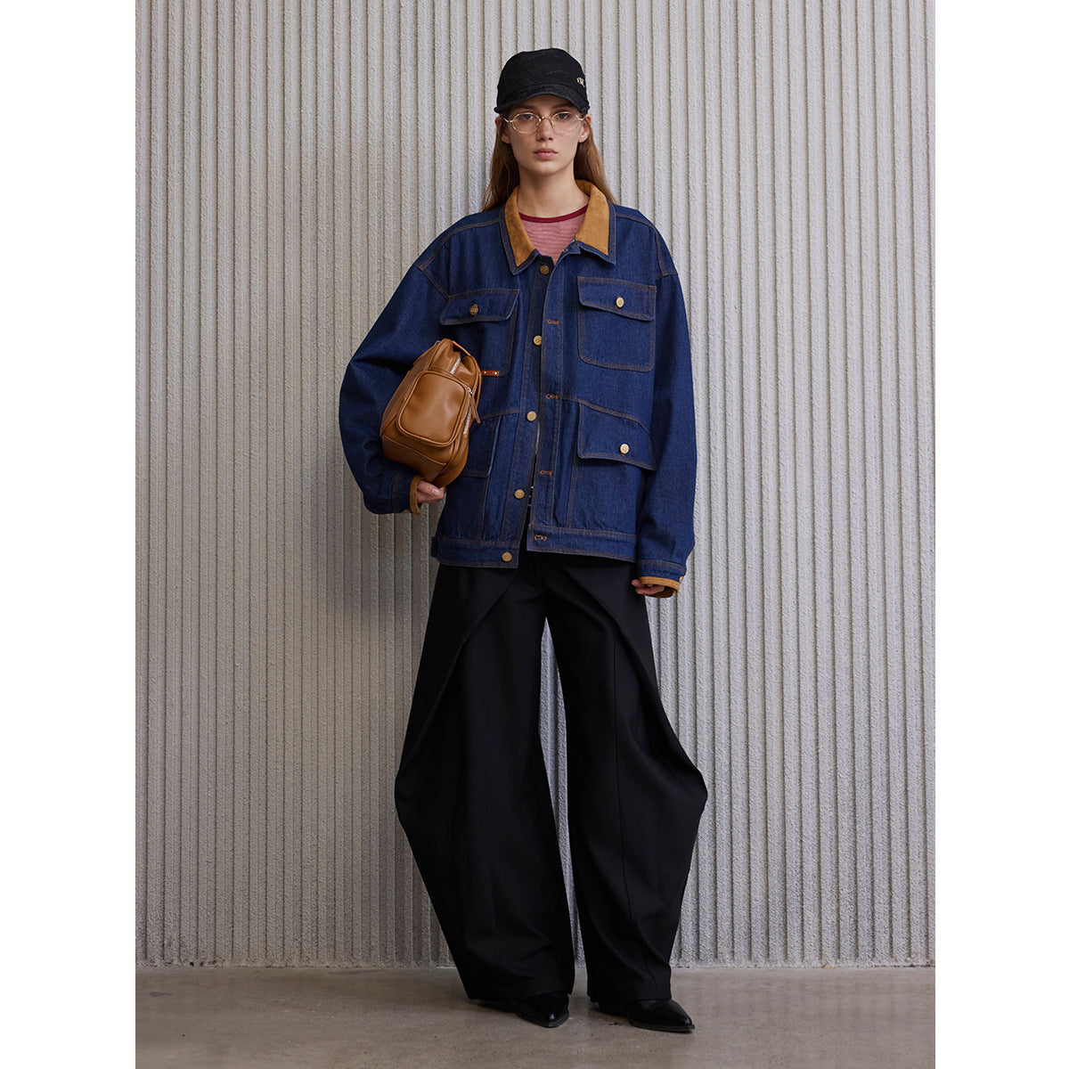 Multi Pocket Washed Denim Jacket for Men