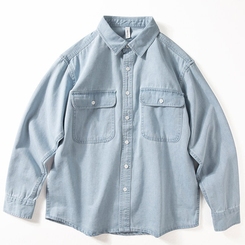 Men's Retro Denim Long Sleeve Shirt