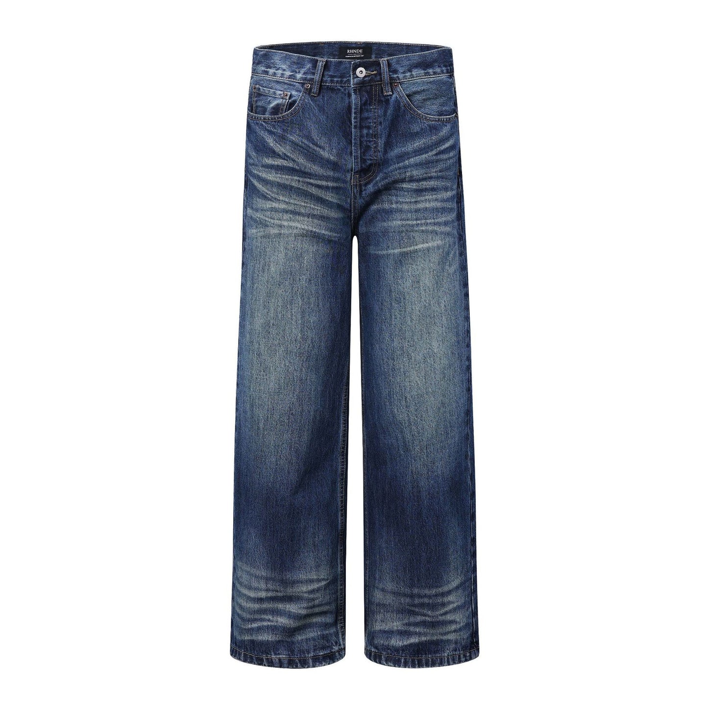 Unisex Vintage Washed Denim Pants - Loose Wide Leg Trousers