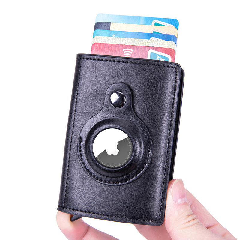 Airtag Location Tracker Leather Card Holder - Simple Business Multi-Function Wallet
