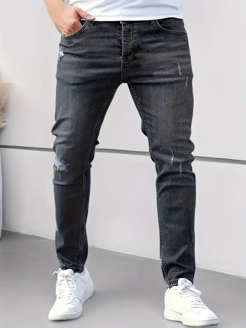 Men's American Style Elastic Skinny Jeans - Tight Fit Denim Pants