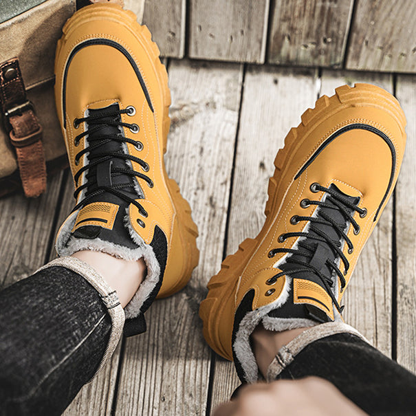 Men's Winter Suede High Top Boots - Workwear Shoes with Thick Sole