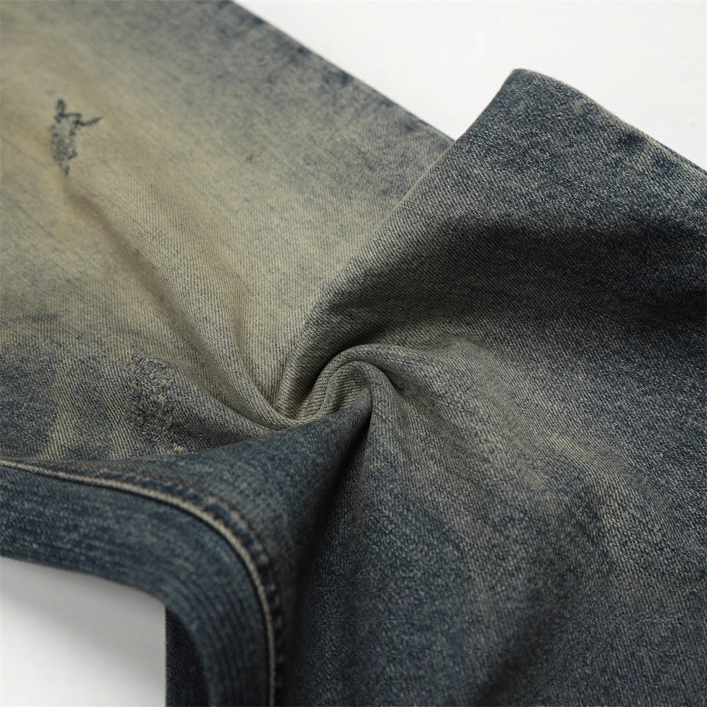 Vintage Men's Jeans - Distressed Ripped Flared Pants,  Brand, Loose Fit, Wide-Leg Style