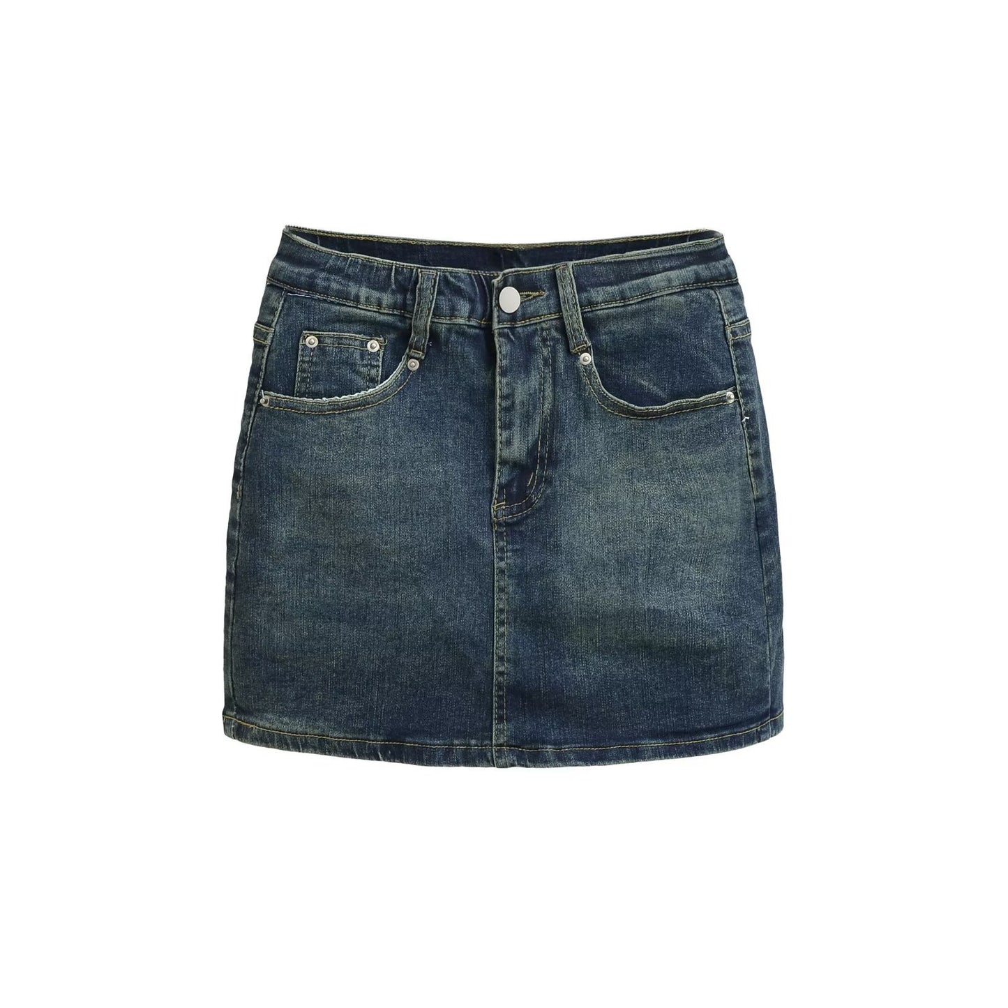 High-Waisted Denim Mini Skirt with Hip-Hugging Fit