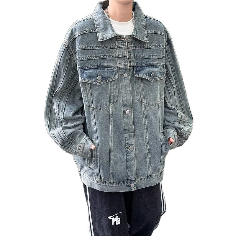 Vintage Style Patchwork Washed Denim Jacket