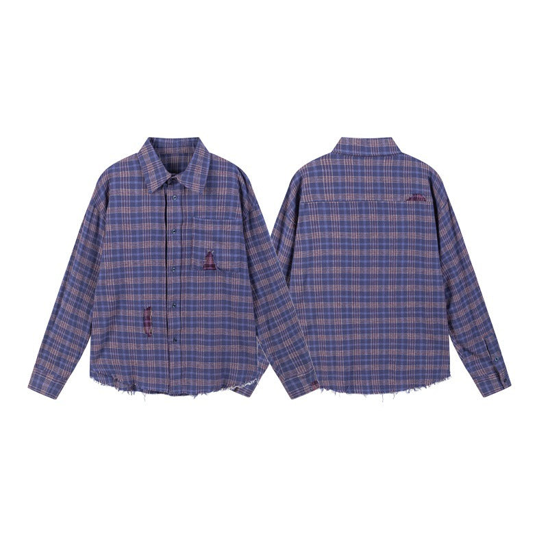 Fringe Hem Collar Shirt for Men