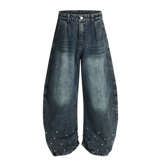 Wash Denim Jeans Wide Leg Pants for Men