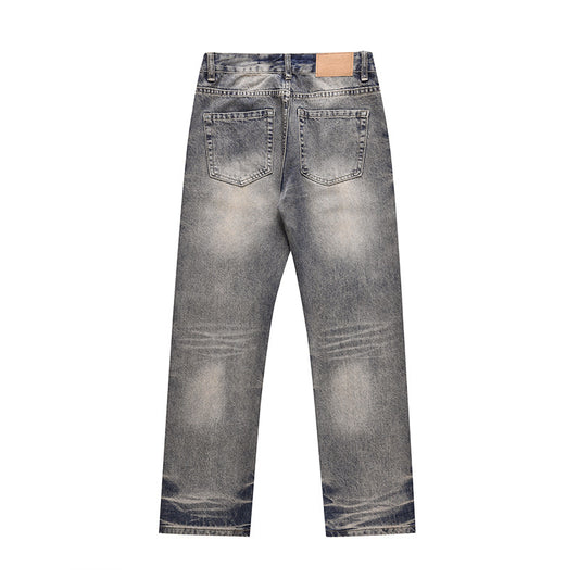 Washed Yellow Mud Dyed Loose Straight Leg Jeans
