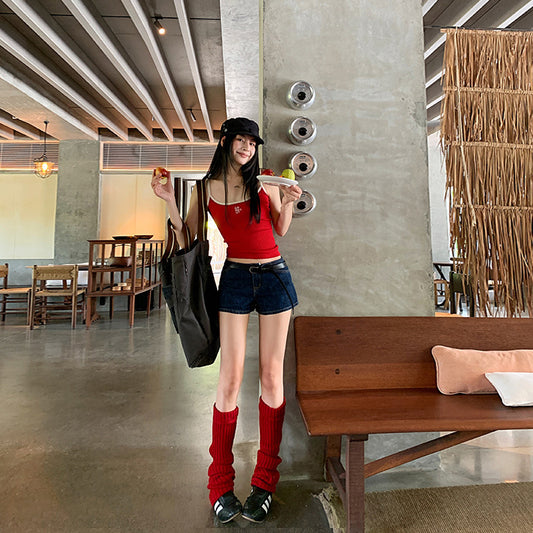 Low-Waist Cuffed Denim Mini Shorts for Women - Sexy Summer Bodycon Hot Pants