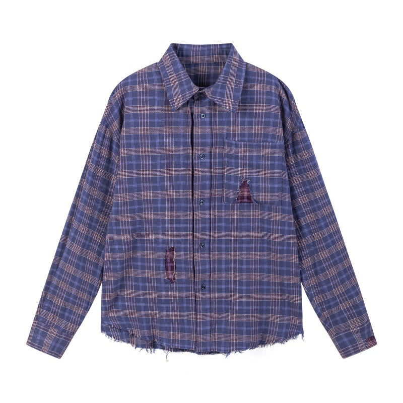 Fringe Hem Collar Shirt for Men