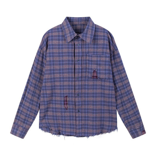 Fringe Hem Collar Shirt for Men