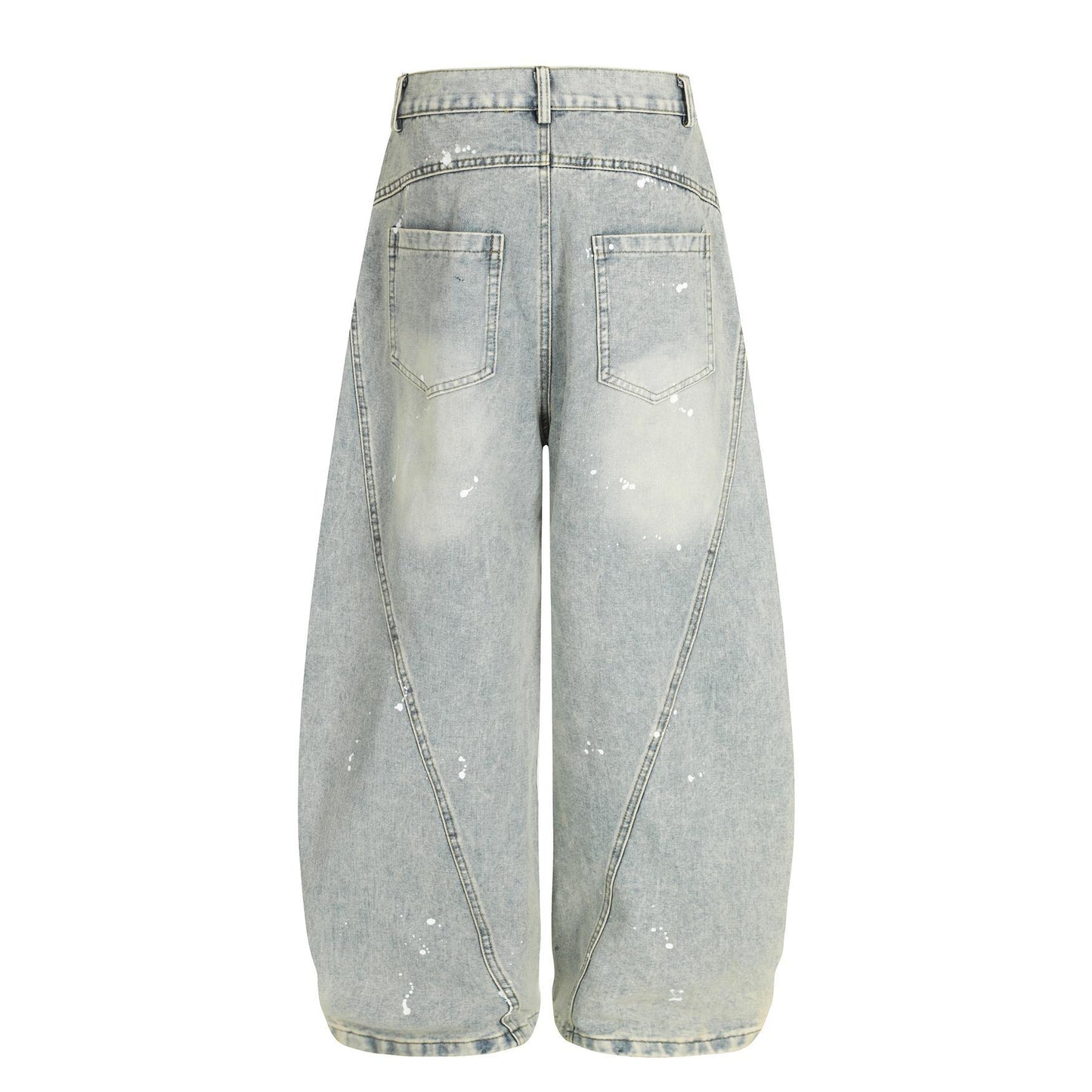 Retro Ink Distressed Washed Wide Leg Jeans