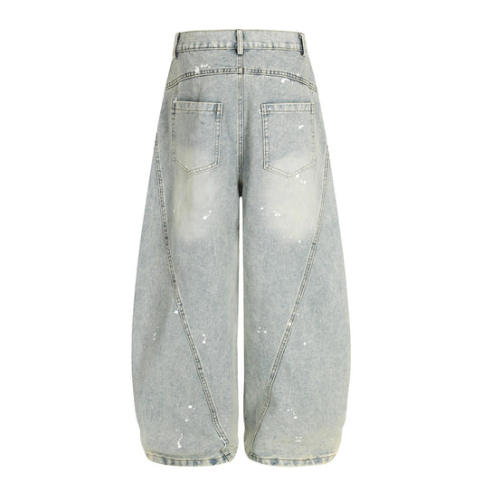 Retro Ink Distressed Washed Wide Leg Jeans