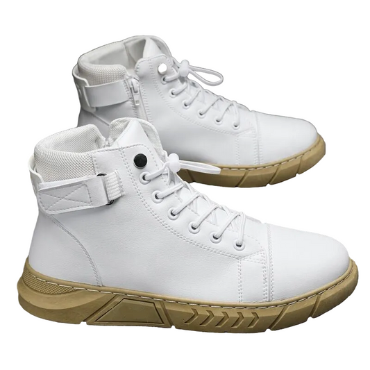 Men's Genuine Leather Plush Boots - Casual Running High Rise Shoes