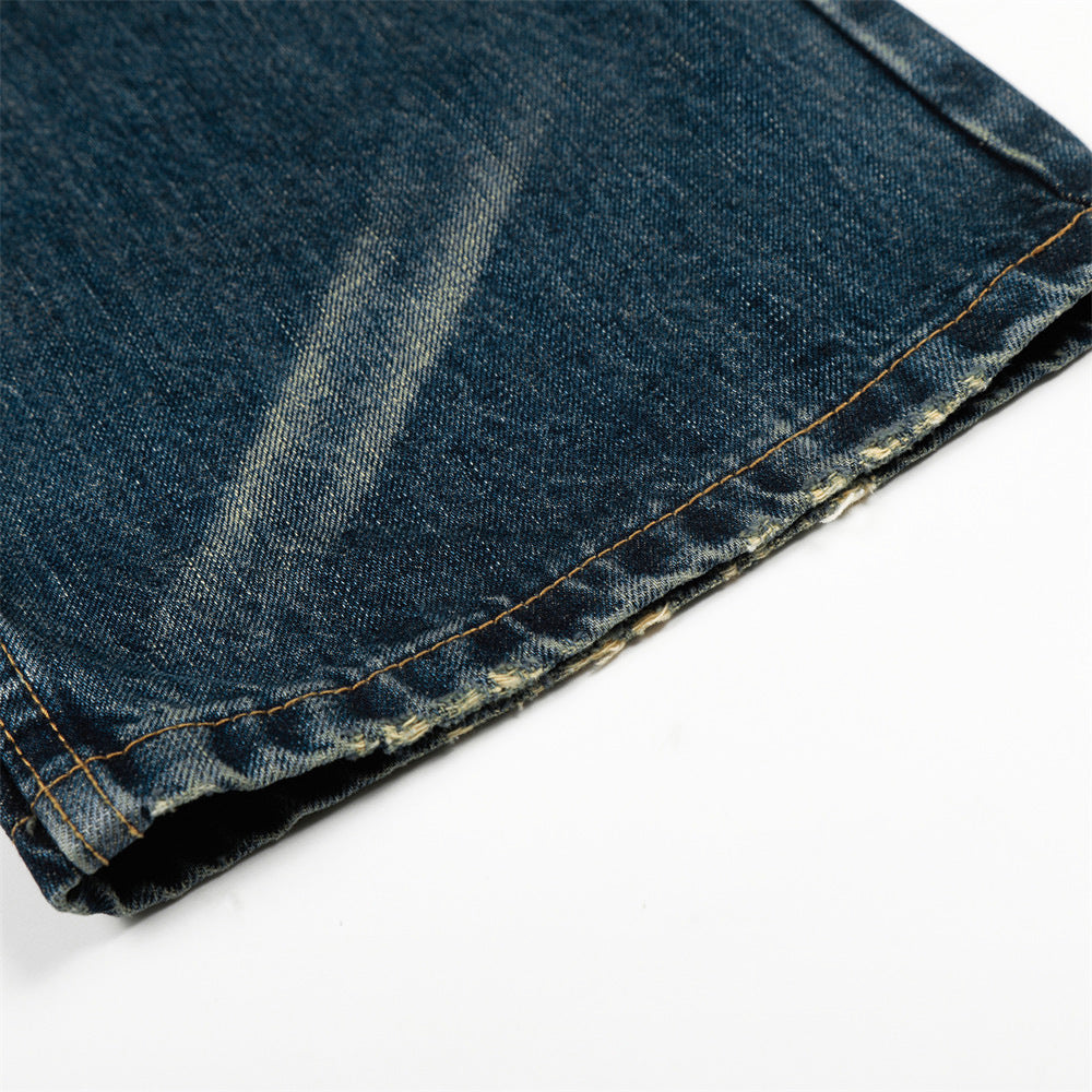 Washed Denim Wide Leg Pants
