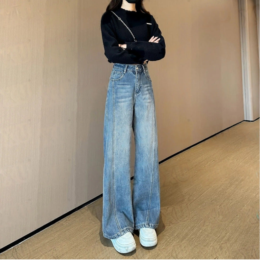 Wide-Leg Jeans for Women – High Waist, Flared, Slimming Blue Design