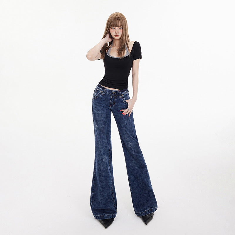 Women's Design Sense Spicy Girl Low Waist Slimming Flared Jeans