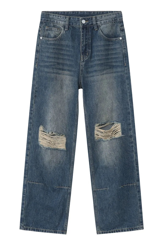 Premium Distressed Jeans with Pockets - Japanese Denim Luxury