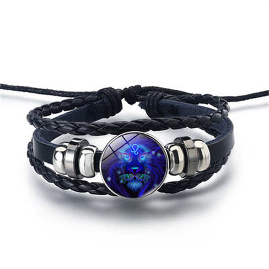 Zodiac Signs Glow Leather Bracelet