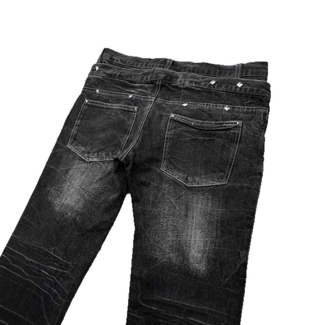 Gothic Style Flared Jeans - Trendy Distressed Denim Trousers