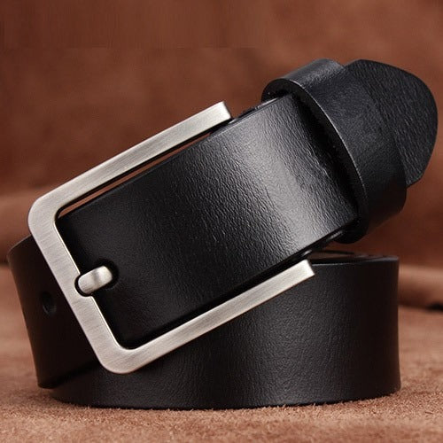 Men's Genuine Leather Belt - Retro Pin Buckle Belt - Versatile Thick Cowhide