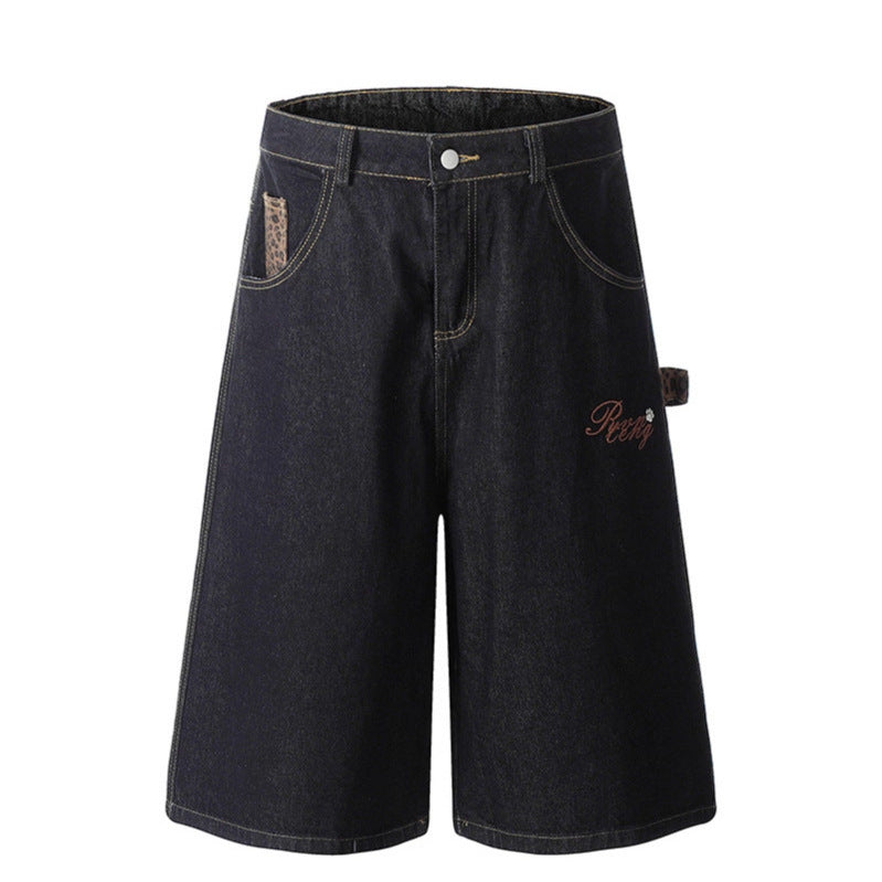 Deconstructing Leopard Print Patch Five Quarter Jeans