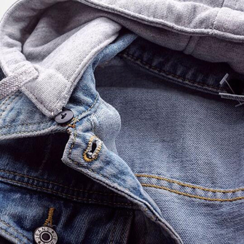 5XL Plus Size Women's Denim Jacket with Hoodie - Vintage Boyfriend Style Outerwear