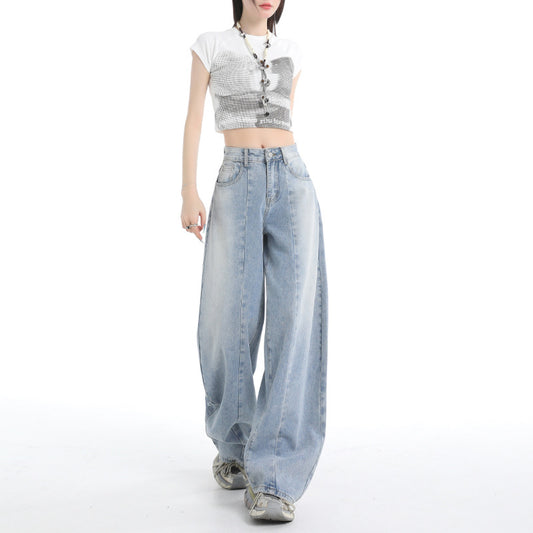 Thin Tencel Wide-Leg Jeans for Women - High-Waist Loose Flared Pants