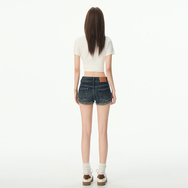 Women's Distressed Denim Shorts - Bodycon Hot Pants