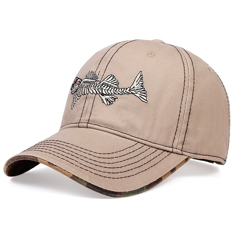 Fish Bone Embroidered Baseball Cap