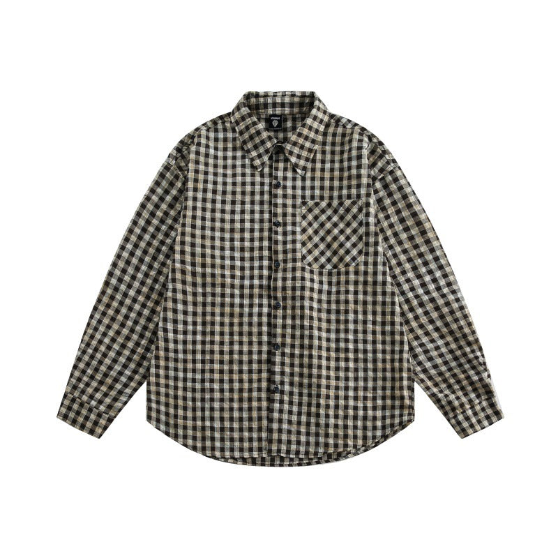 Bubble Gauze Checkered Long Sleeved Shirt